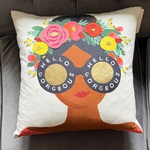 Hello Gorgeous Floral Sunglasses Decorative Accent Pillow
